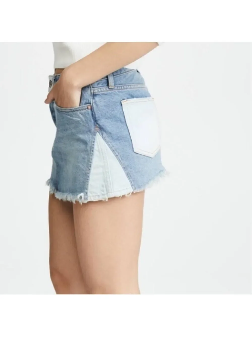Free People WE THE FREE PATCHED DENIM MINI SKIRT size 26